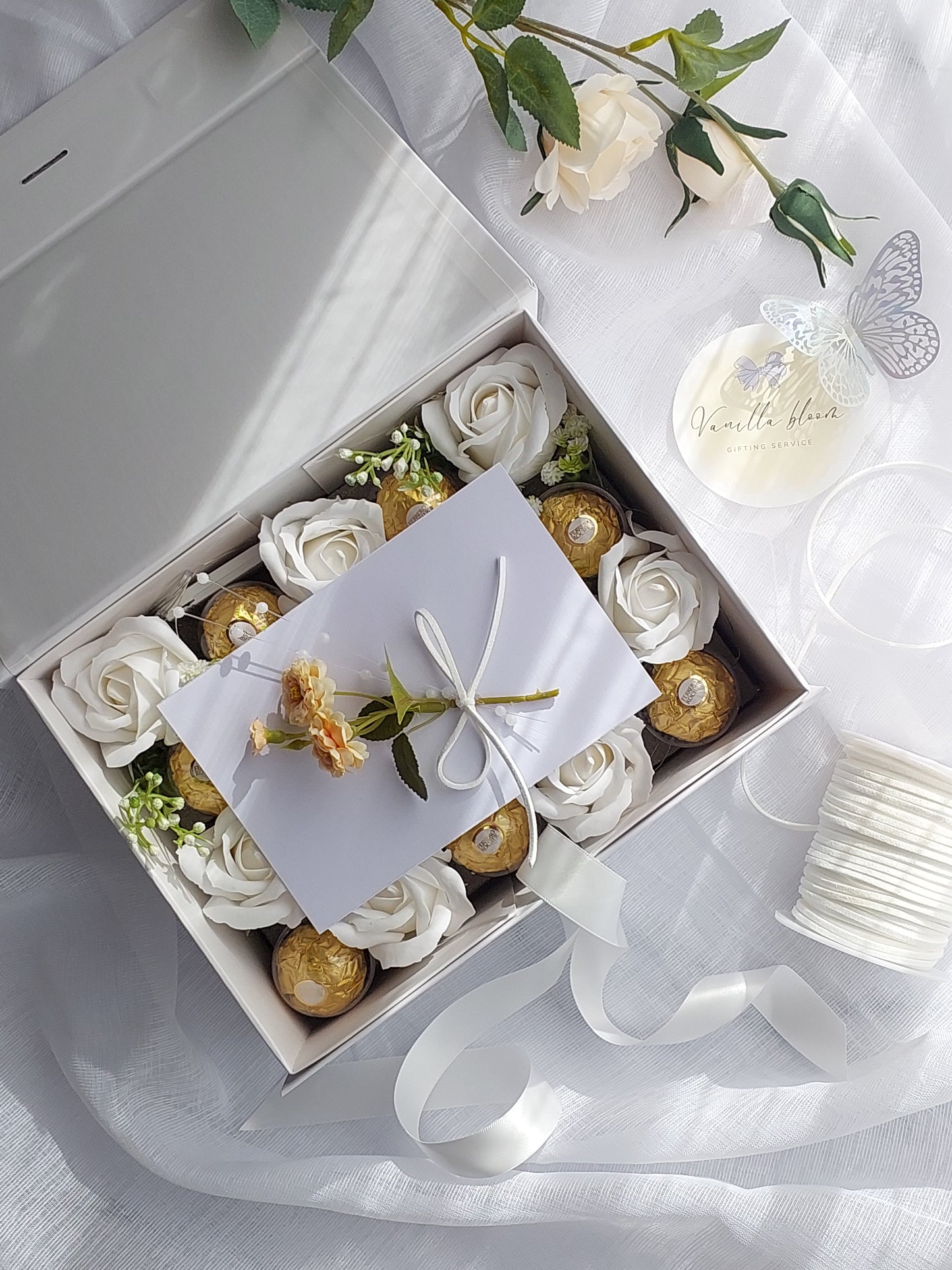 Money Box with Soap Roses & Chocolates