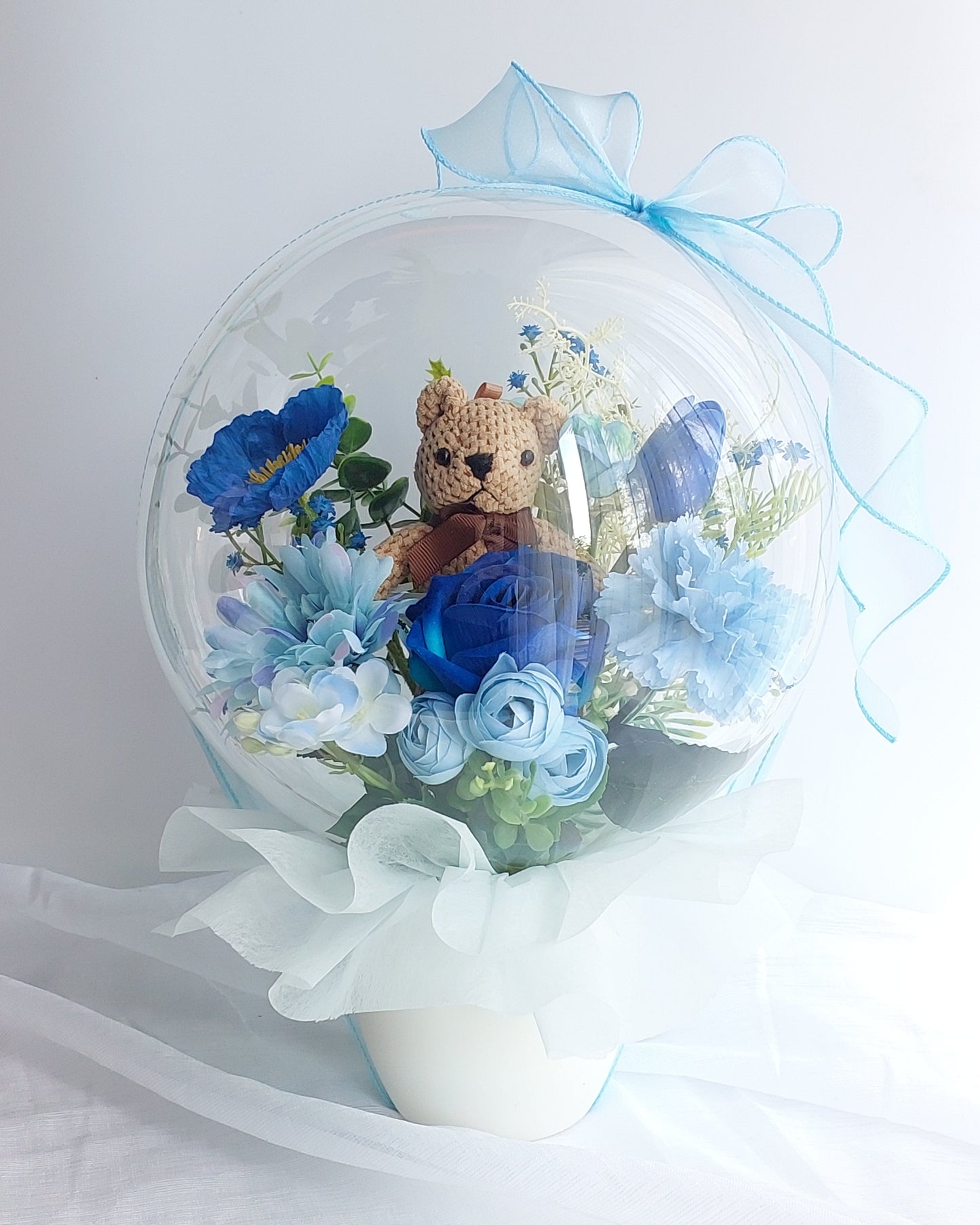 Small Flower Balloon pot with a teddy bear