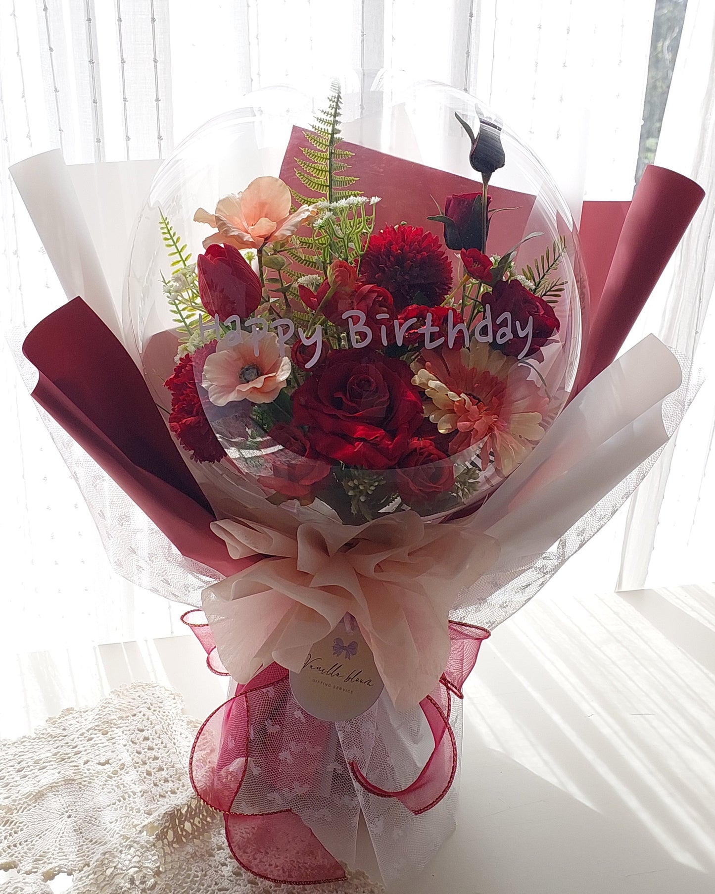 Large Flower Balloon Bouquet in red